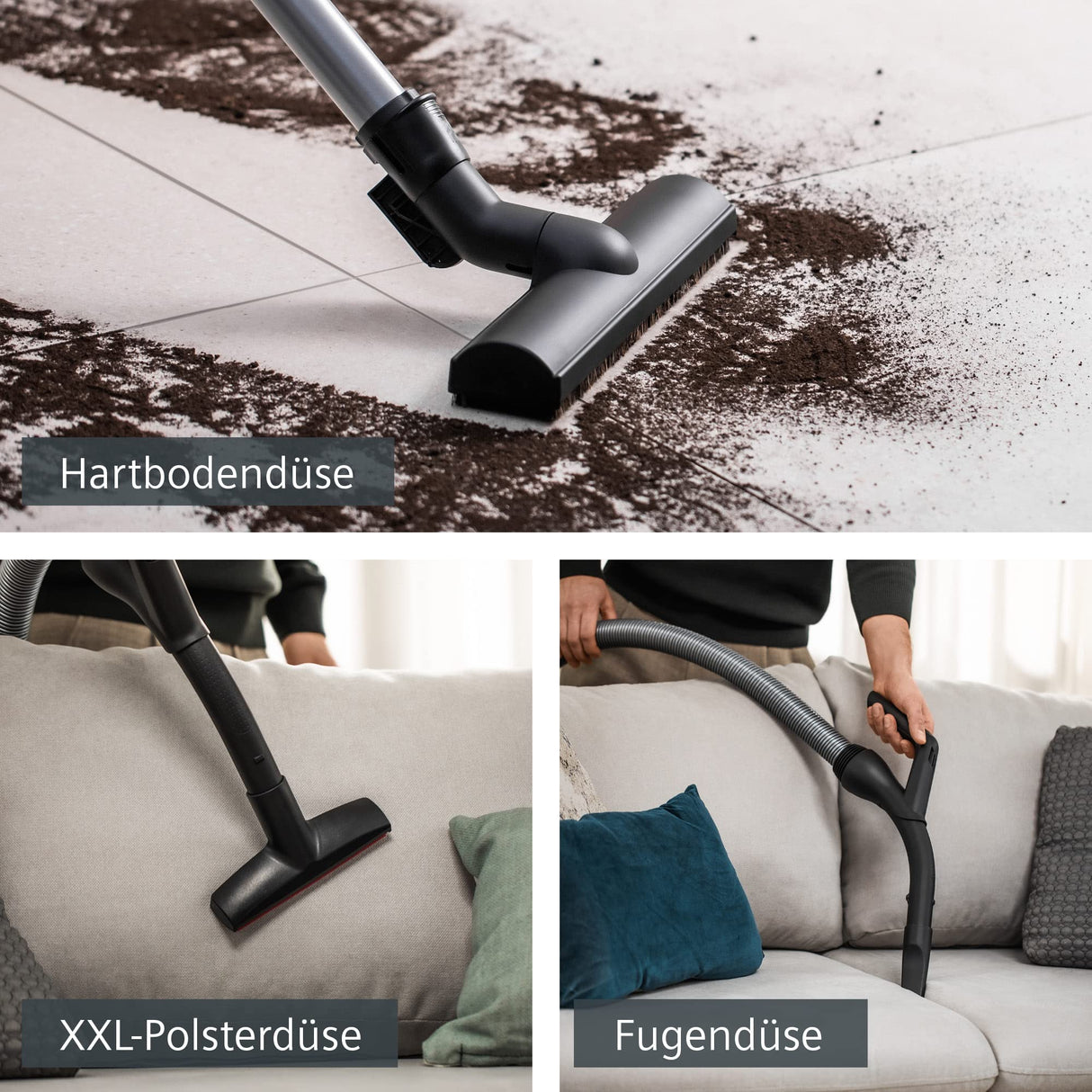 Siemens Aspirador con bolsa Z 7.0 VSZ7442S ideal para alérgicos, filtro higiénico Plus, extremadamente silencioso, boquilla de suelo para parqué, alfombra, baldosas, cable largo, boquilla XXL,