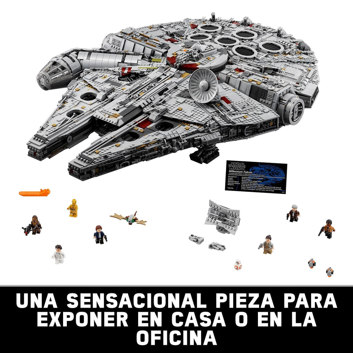 LEGO Star Wars Millennium Falcon, Maqueta de Construcción para Adultos de la Nave Estelar de Han Solo con Mini Figuras Chewbacca, Leia y C-3PO, Regalo Coleccionable para Hombres, Mujeres y Fans 75192