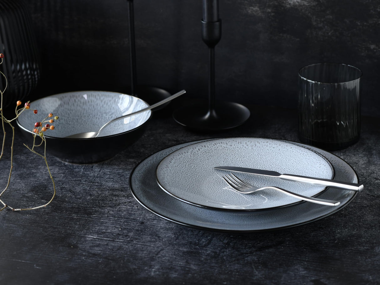 CreaTable, 23962, Serie Malmö, 16-teiliges Geschirrset für 4 Personen, Kombiservice aus Steinzeug, spülmaschinen- und mikrowellengeeignet, Qualitätsproduktion