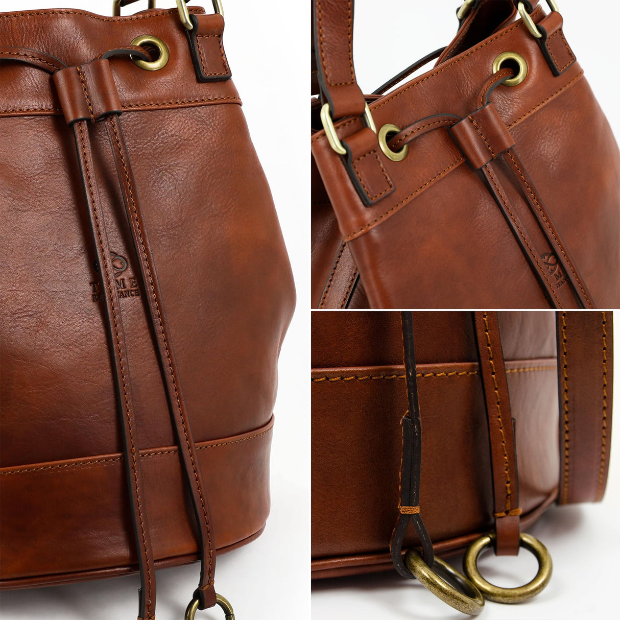 Time Resistance Bolso de Mano para Mujer de Cuero - Hecho a Mano en Italia con Cuero Auténtico de Vachetta - Bolso Ideal para Todos los Días o para Ocasiones Especiales, Coñac