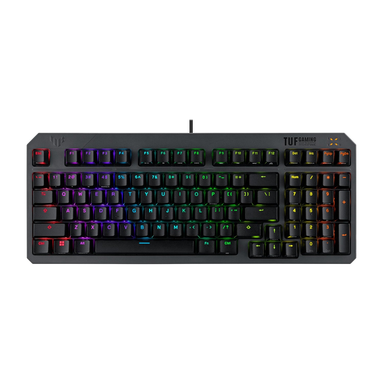 ASUS TUF Gaming K3 Gen II - Teclado Gaming Compacto de 97 Teclas, interruptores optomecánicos RGB, Junta de Silicona, Espuma amortiguadora, Sellado IP57, Placa Superior extraíble y Aura Sync, AZERTY