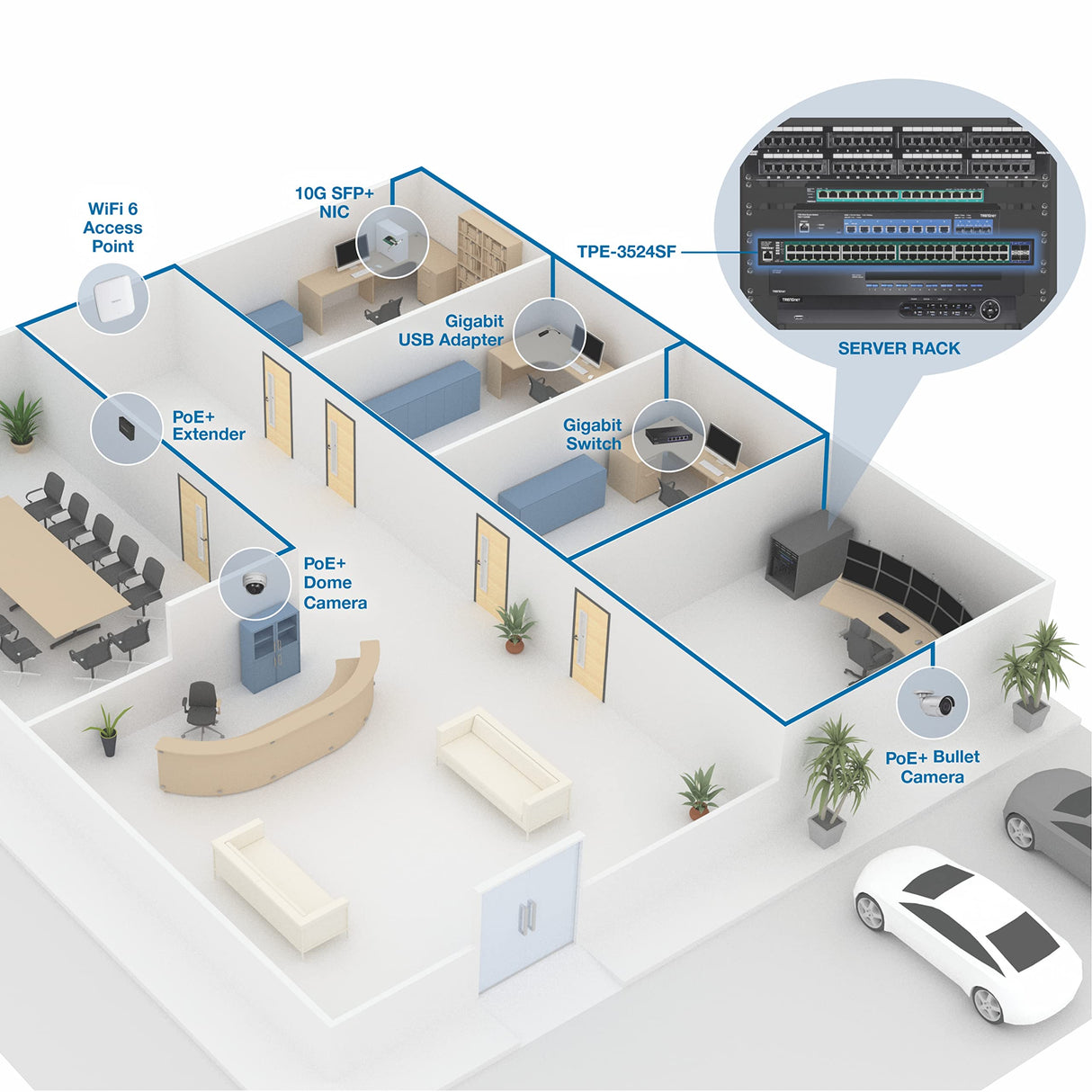 TrenDNET – Accesorios de 52 Puertos GIGA Web Smart 740 W PoE+ 10 G SFP+ Slots