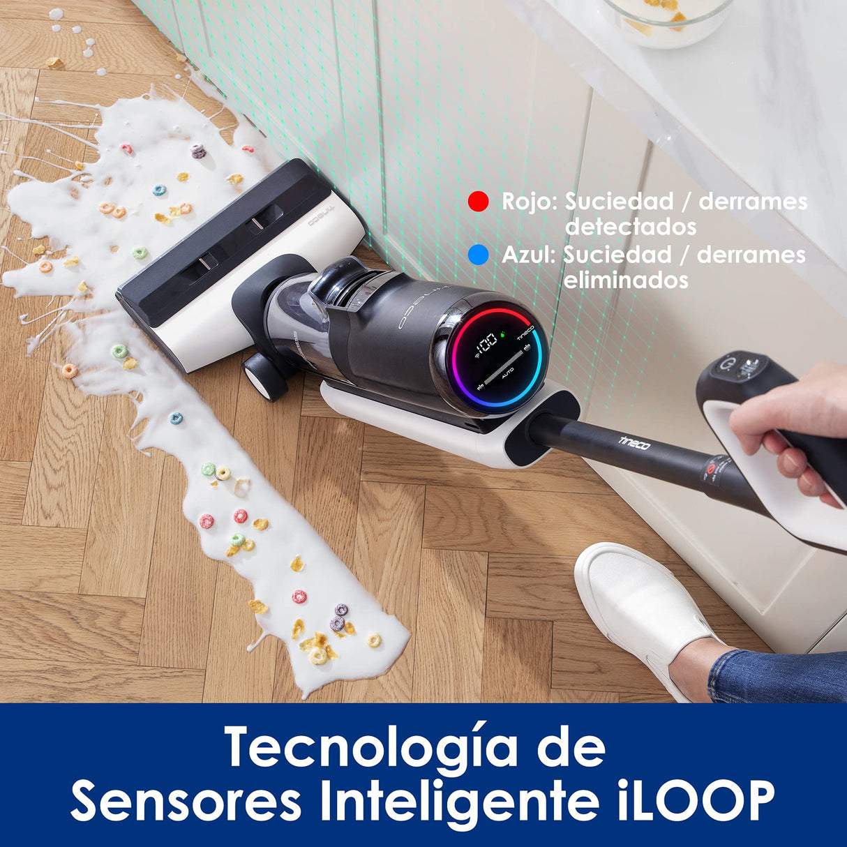 Tineco Floor One S5 Aspiradora Escoba Inteligente, Aspiradora en Seco y Húmedo, Sin Cables, Pantalla Digital, Sensor Inteligente, Friegasuelos