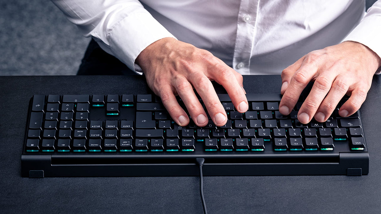 CHERRY MX 10.0N RGB, Teclado Gaming Mecánico Plano, Distribución de Teclado Inglés UK (QWERTY), con Cable, Switches Originales CHERRY MX LOW PROFILE RGB SPEED, Negro