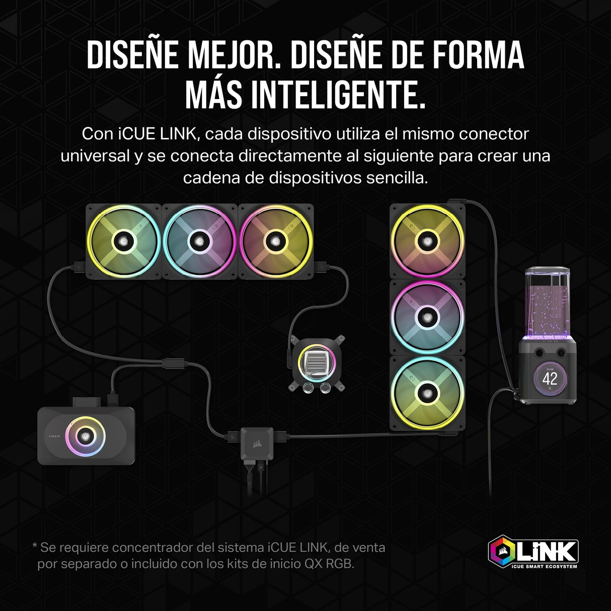 CORSAIR iCUE Link XG3 RGB Hybrid Bloque de Refrigeración Liquida para GPU - Refrigeración Personalizada Híbrida - Se Adapta a 4070, 4070 Ti - Negro