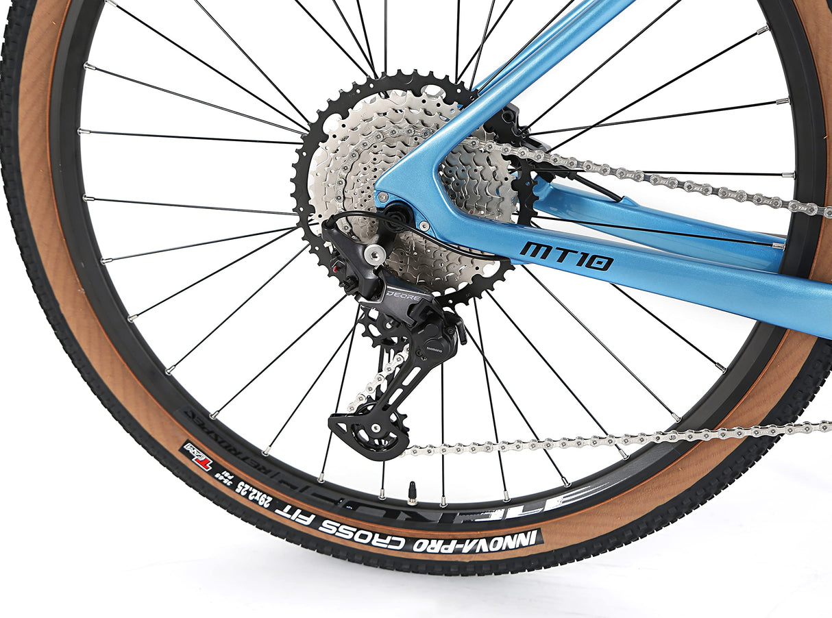 ICe Bicicleta de montaña MT10 Cuadro de Fibra de Carbono, Rueda 29', monoplato, 12V (Azul, 15')