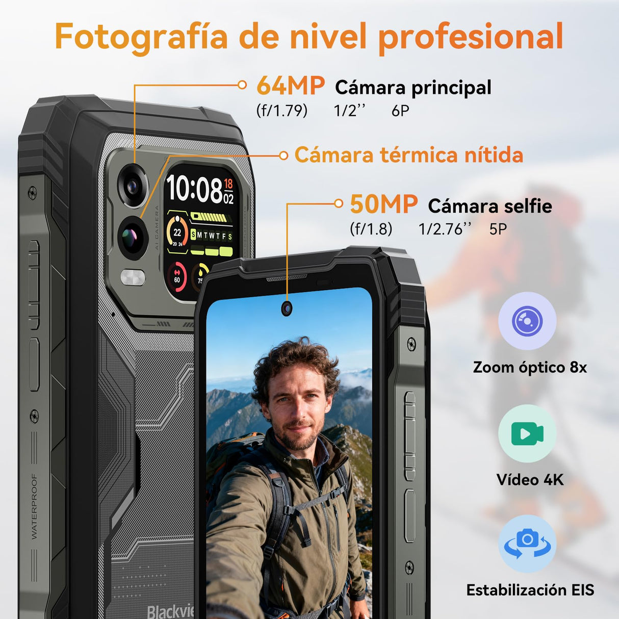 Blackview Xplore 1 Pro 5G Imágenes Térmicas Movil Resistente, Batería 20000mAh, 36GB+256GB/2TB TF, Dimensity 7050, Android 15 Movil Irrompible, 6.78" 120Hz 2.4K, 64MP+50MP, IP68/IP69K/OTG/NFC/GPS