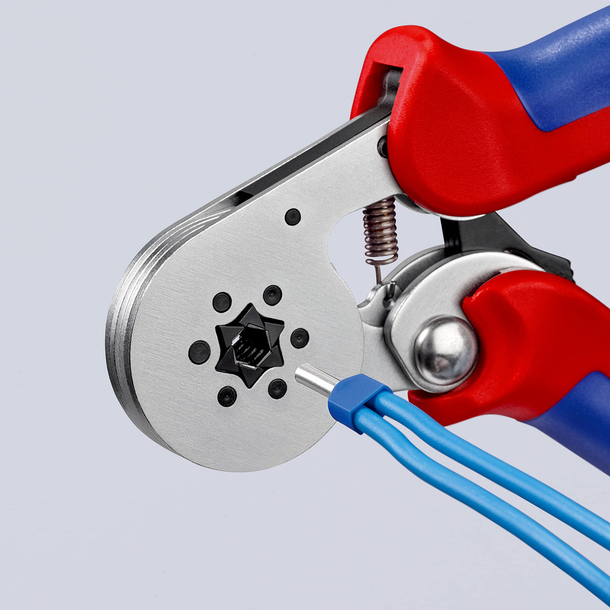 Knipex Alicate autoajustable para crimpar punteras huecas de acceso lateral cromado, con fundas multicomponentes 180 mm (cartulina autoservicio/blíster) 97 55 14 SB