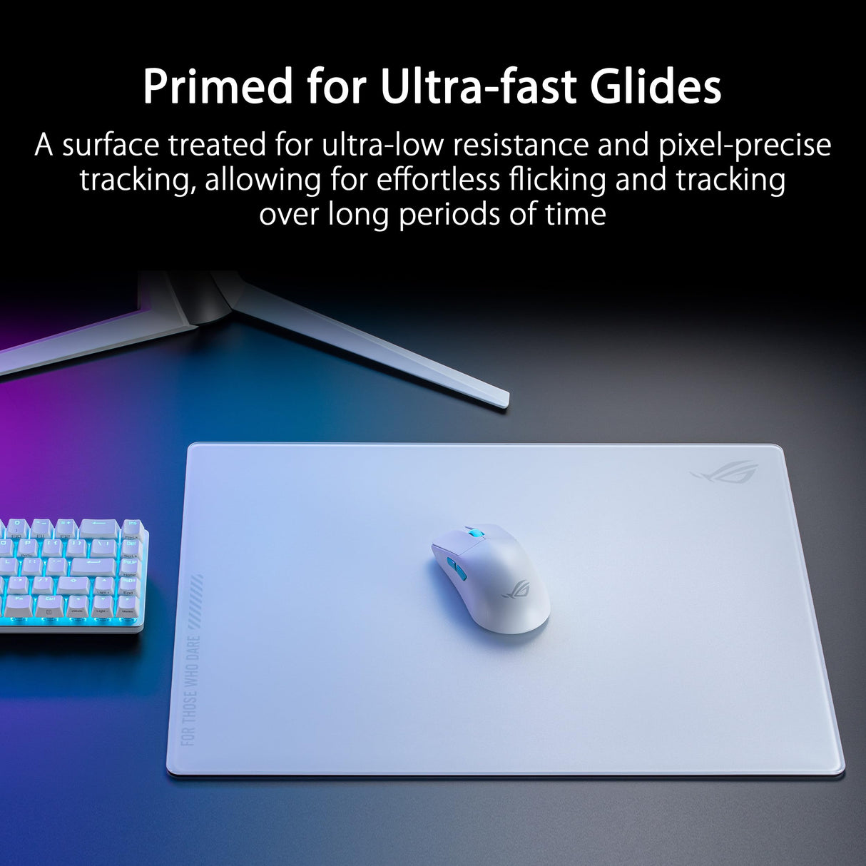 ASUS, ROG Moonstone Ace L, Alfombrilla de ratón de Cristal para Juegos, Superficie ultrasuave, diseño con reducción de Ruido, Vidrio Templado 9H, resiste Impactos y arañazos, Base de Silicona
