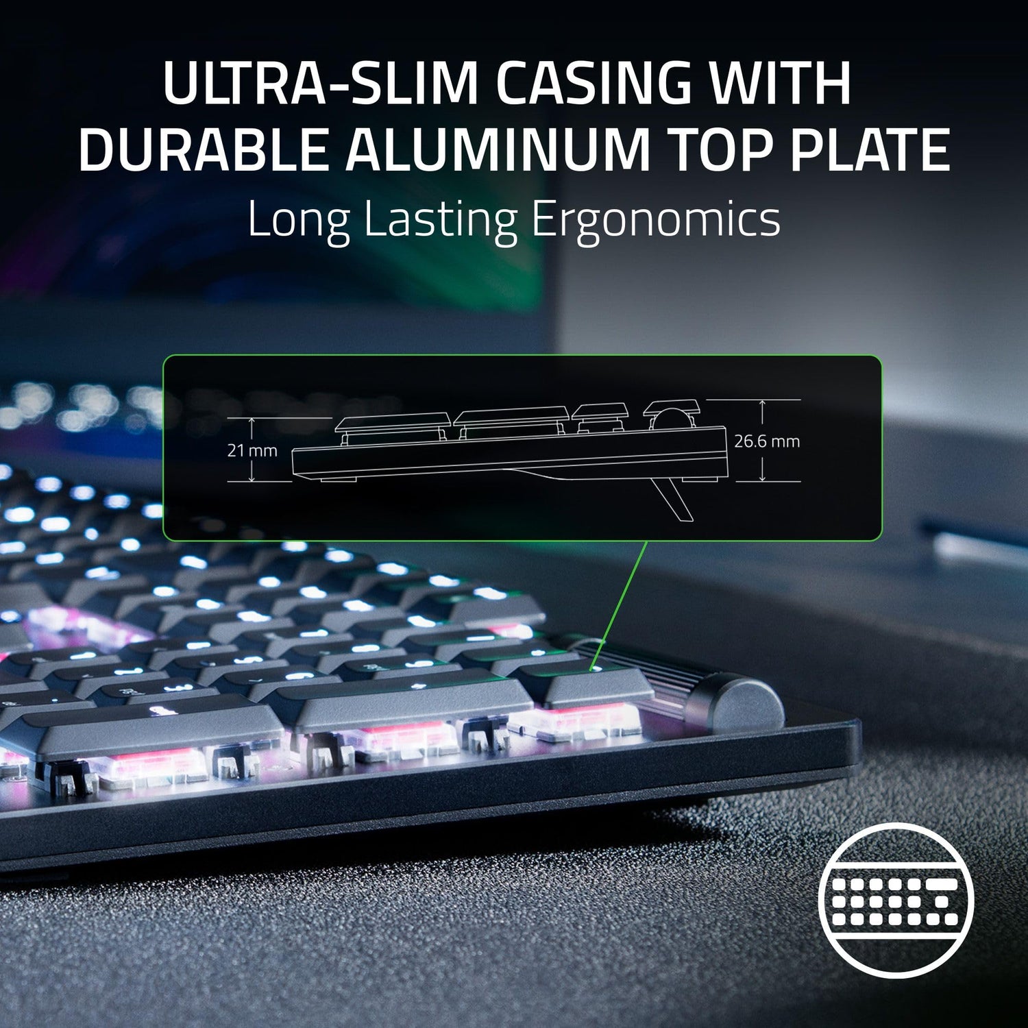 Razer DeathStalker V2 Pro (Interruptor Rojo) - Teclado Óptico Inalámbrico para Juegos de Bajo Perfil (Interruptores Ópticos Lineales, HyperSpeed Inalámbrico, Bluetooth 5.0) Diseño US, Negro