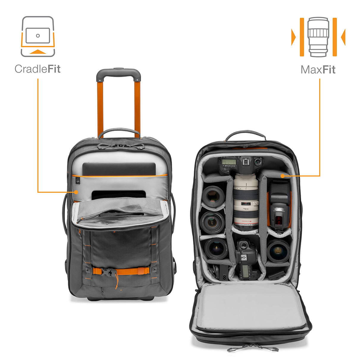 Lowepro Whistler RL 400 AW II, Maleta con Ruedas Fotográfica con Tejido Reciclado, Ruedas Resistentes, Todos los Clima, Cámara Profesional, Espacio para Portátil de 15", Cámara Mirrorless/DSLR, Gris