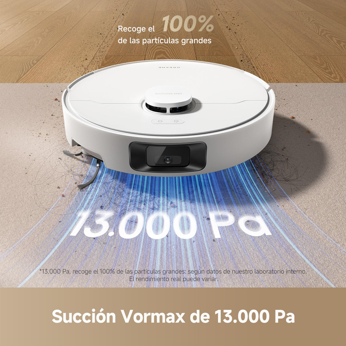 DREAME D20 Pro Plus Robot Aspirador y Fregado 2 en 1, 13.000 Pa, Cepillo Doble para Pelo de Mascotas, Limpieza de Esquinas, Vaciado, Navegación LDS, Esquiva con Láser, Suelos Duros/Alfombras, 5200 mAh