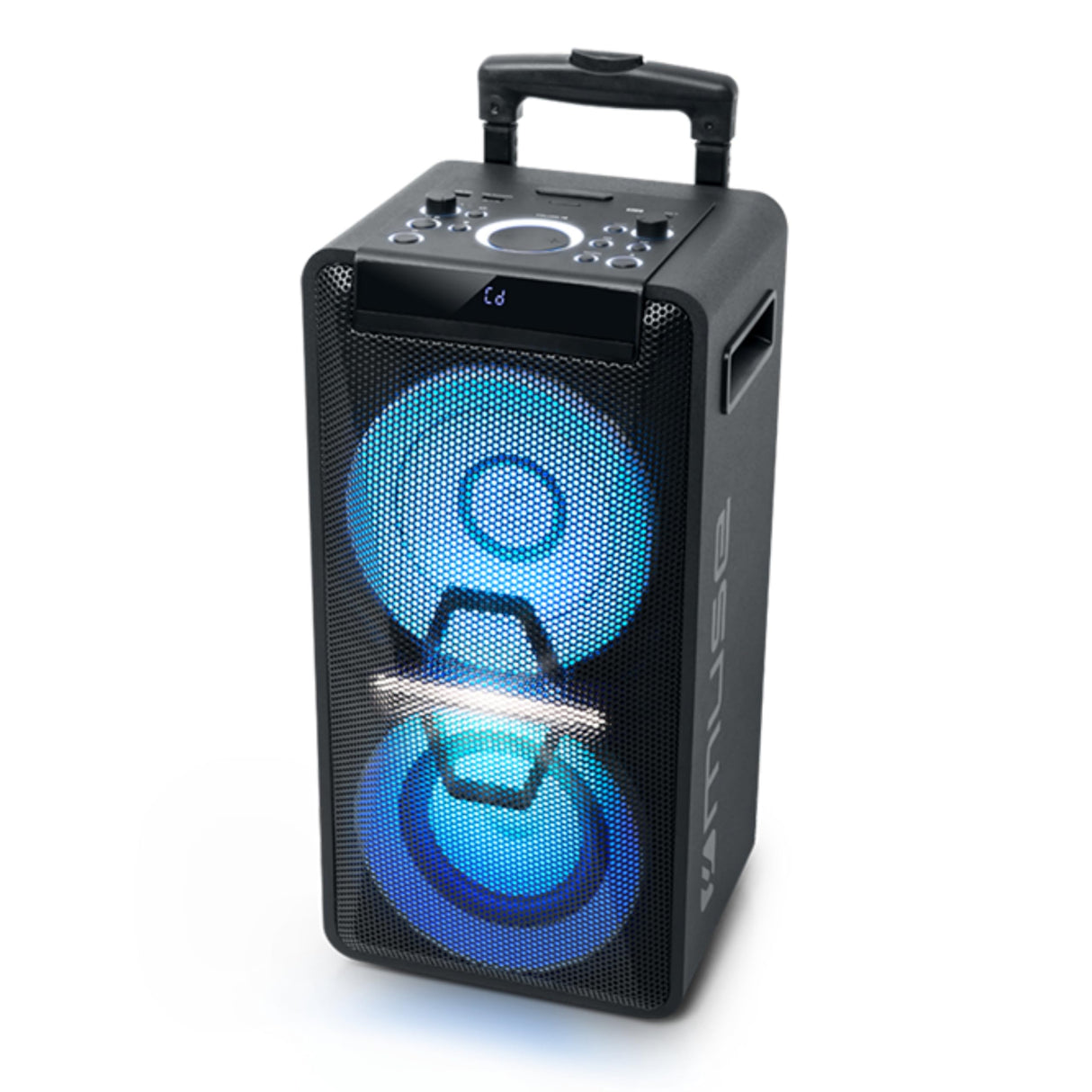 Muse M1920DJ Equipo PA con batería de 300 W con CD, Bluetooth y Efectos de luz (USB, AUX, micrófono, Mando a Distancia), Color Negro