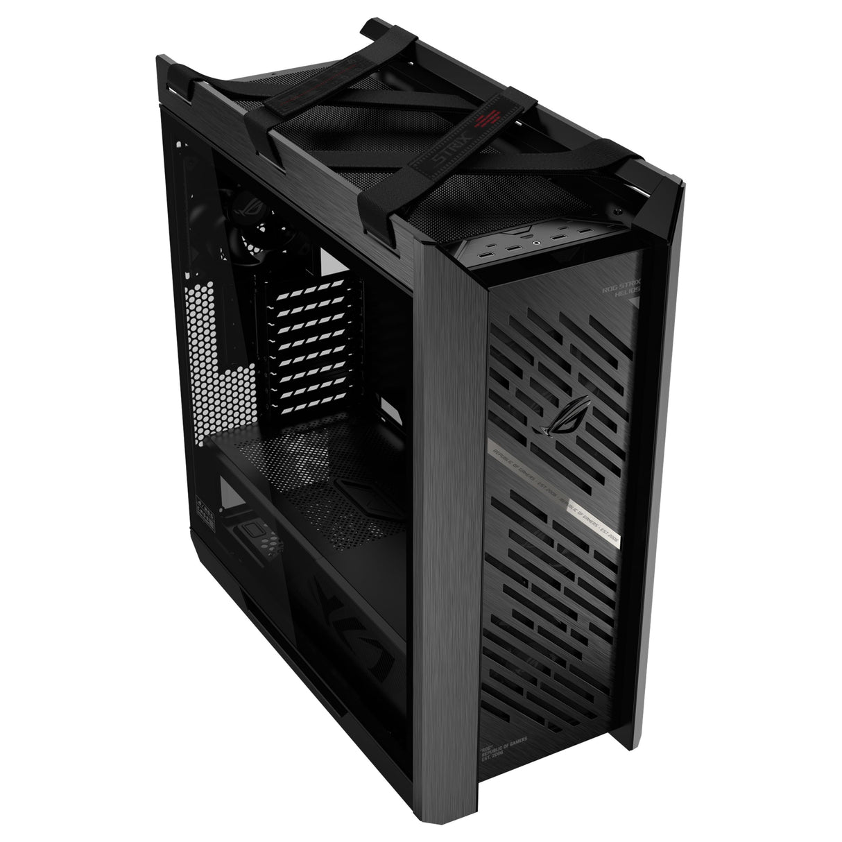 ASUS ROG Strix Helios II GX601S - Chassis EATX Gaming de Aluminio, diseño de Rejilla de Diamantes, 4 Ventiladores, gestión vertátil de Cables, Controlador ARGB, USB-C, Correas de Transporte - Negro