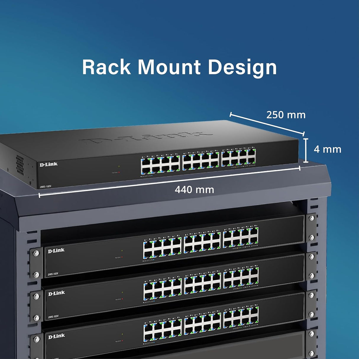 D-Link DMS-1024 Switch No Gestionado de 24 Puertos Multi-Gigabit – Ethernet 2.5G, Plug & Play, QoS, IGMP Snooping, EEE, Carcasa Metálica, Montaje en Rack
