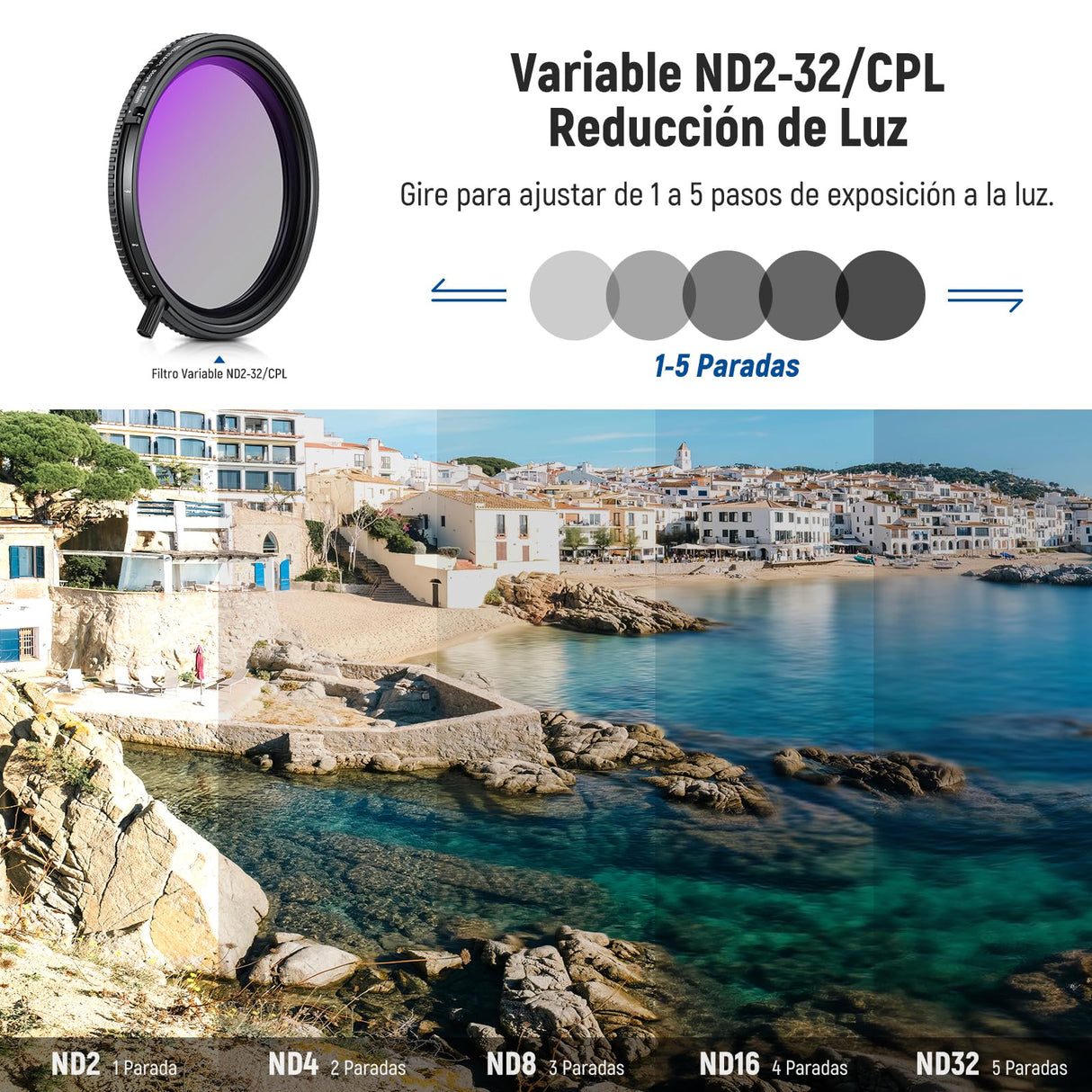 NEEWER True Colors 82mm Variable ND2-32 y CPL con Filtros Set Magnéticos ND32, 2 en 1 Ajustable Uno Giratorio Reducción de Luz, Eliminación de Reflejos, sin Cambio de Color, sin Cruz X, sin Viñetas