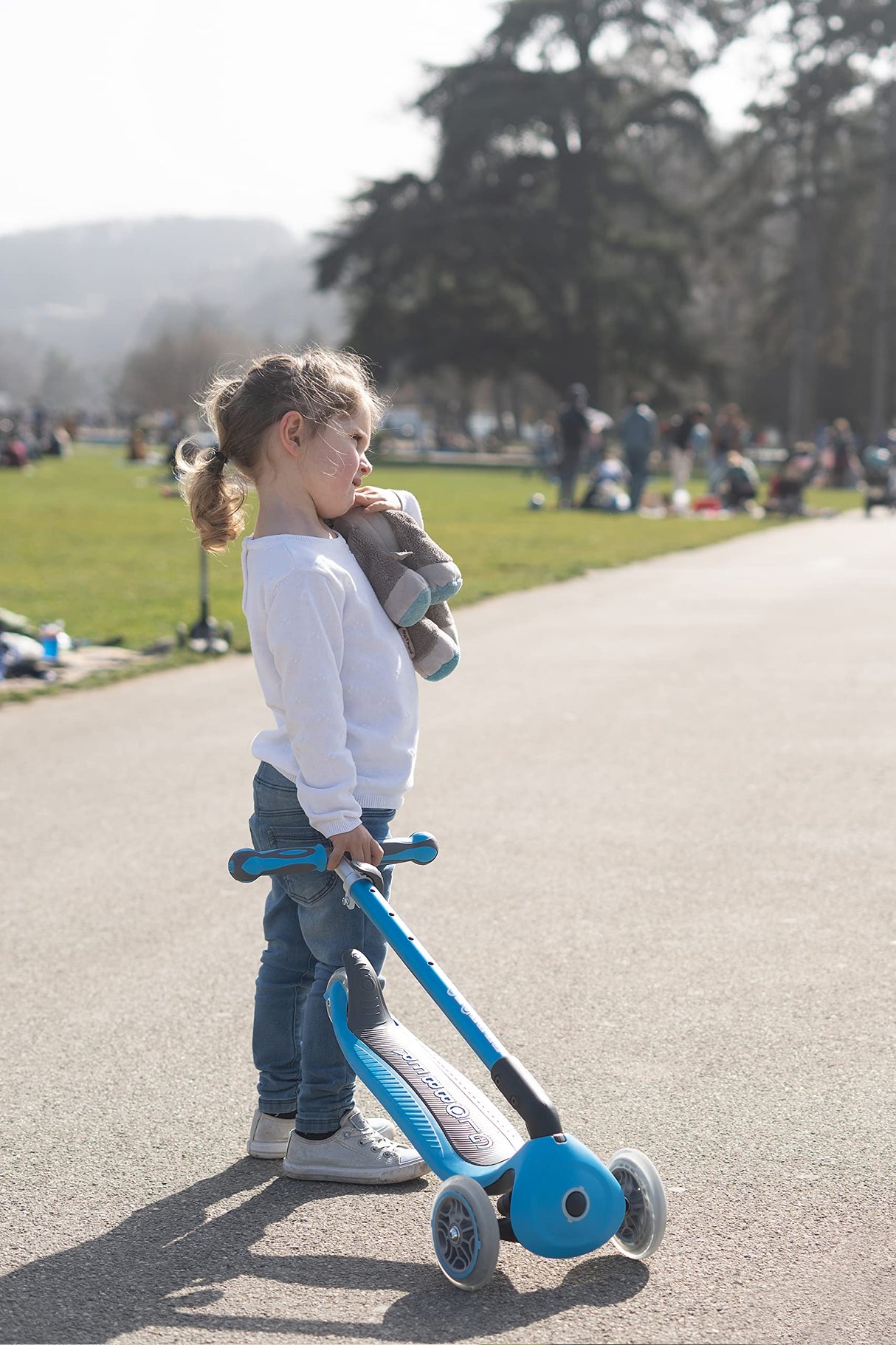 Globber Patinete 3 Ruedas Modelo GO UP Deluxe Sky Blue, Azul Claro, à Partir de 15 Meses