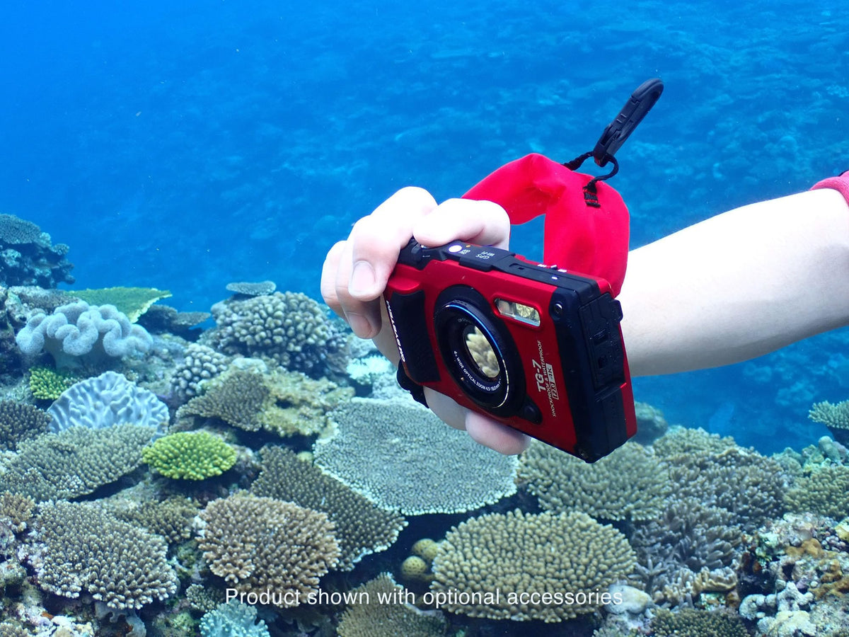 OM System Tough TG-7 Cámara subacuática roja, Impermeable, a Prueba de congelación, Alta resolución Brillante, Video 4K 44x Macro Disparo