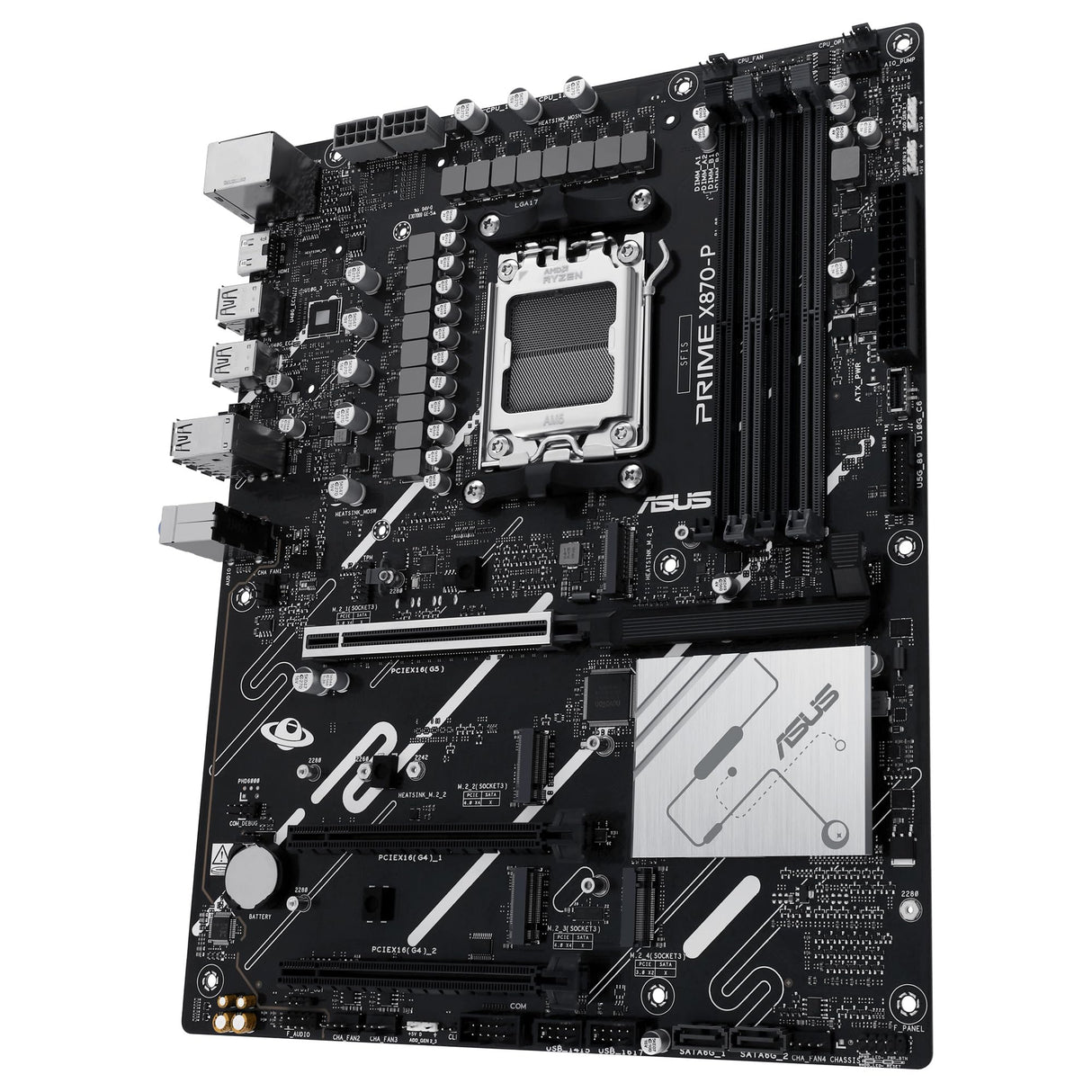 ASUS Prime X870-P - Placa Base AMD ATX, 14+2+1(80A) etapas de alimentación, PCIe 5.0 x16 Compatible con GPU de última generación, 4X M.2, DDR5, PCIe Q-Release