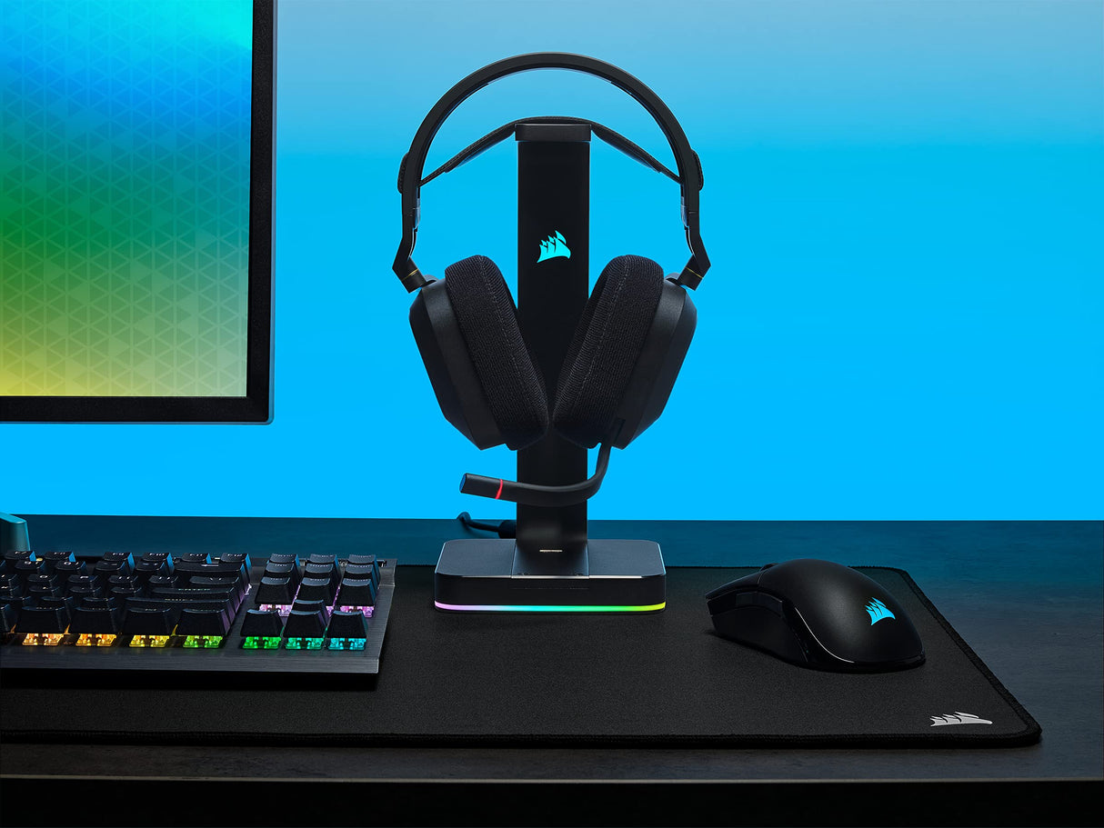 Corsair HS80 RGB WIRELESS Auriculares Inalámbricos para Juegos Multiplataforma RGB - Dolby Atmos - Micrófono Omnidireccional - Compatible con iCUE - PC, Mac, PS5, PS4 - Carbono