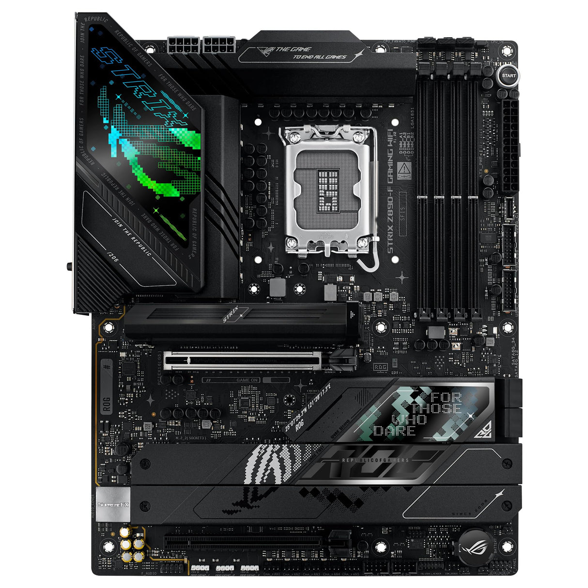 ASUS ROG Strix Z890-F Gaming WiFi - Placa Base ATX, 16+1+2+2 etapas de Potencia, DDR5, PCIe 5.0 Compatible con GPU de última generación, Cinco Ranuras M.2, WiFi 7, AI Overclocking, AI Networking II