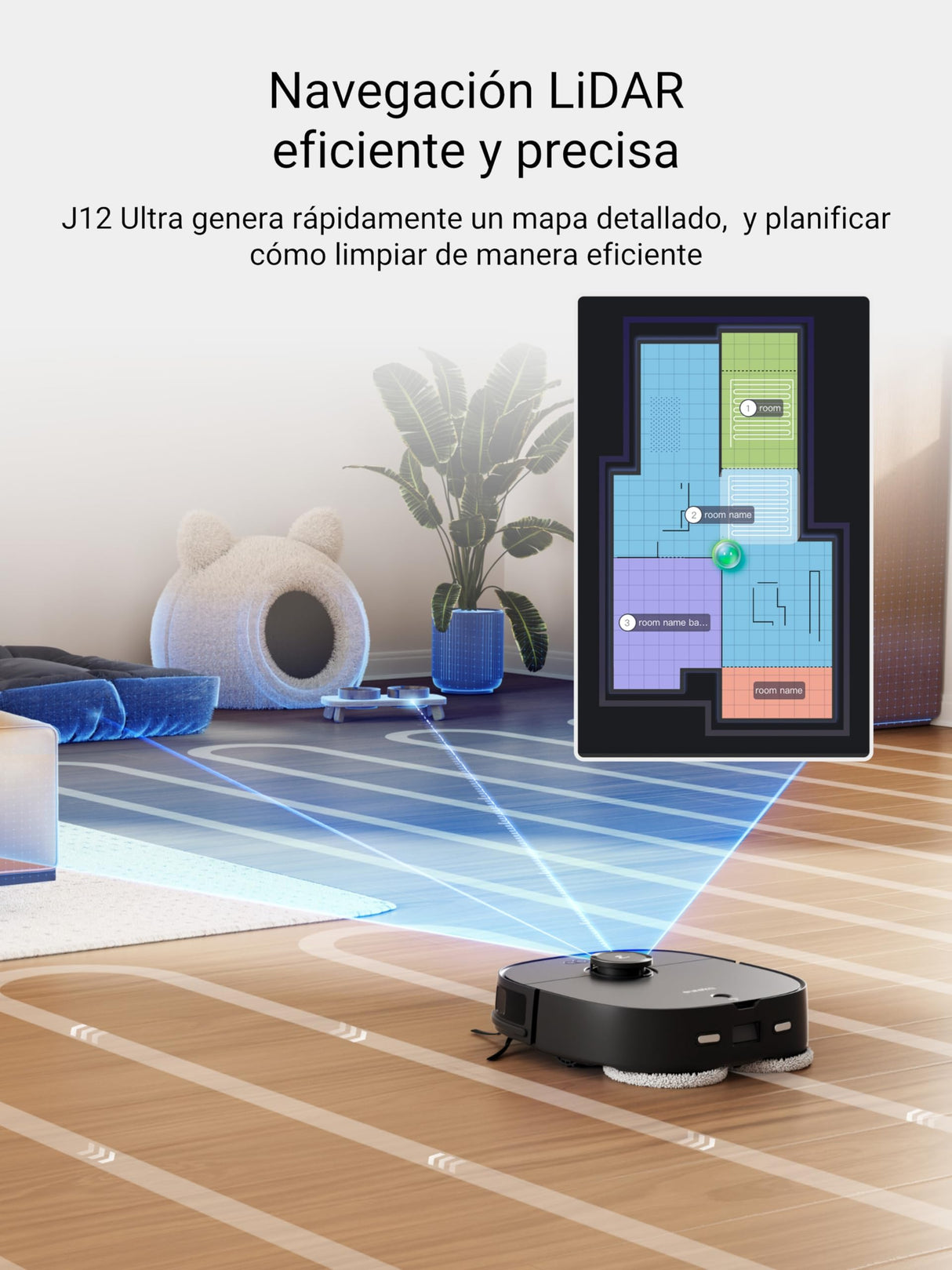 EUREKA J12 Ultra Robot Aspirador y Fregasuelos,Vaciado Automático/Lavado Automático/Secado Automático Robot Aspirador Autovaciado,AI 3D Obstáculos Navegación LiDAR,5000Pa,180min Batería,WiFi/App