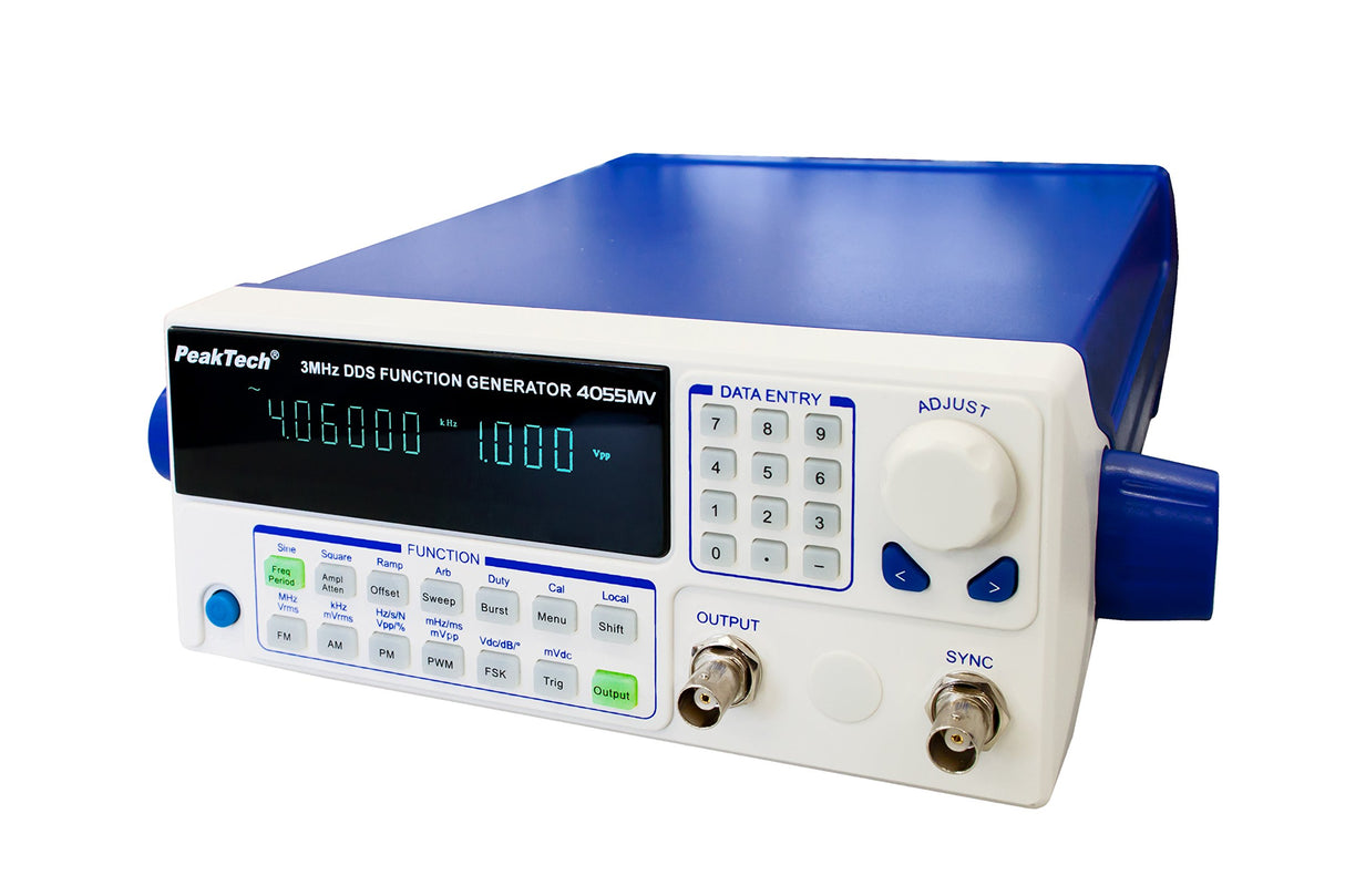 PeakTech, Generador de funciones 10Μhz, 3MHz con amplificador de potencia de 10W / control remoto vía USB/Fm, Am, PM, Pwm, modulación FSK, 1 pieza, P 4055 MV