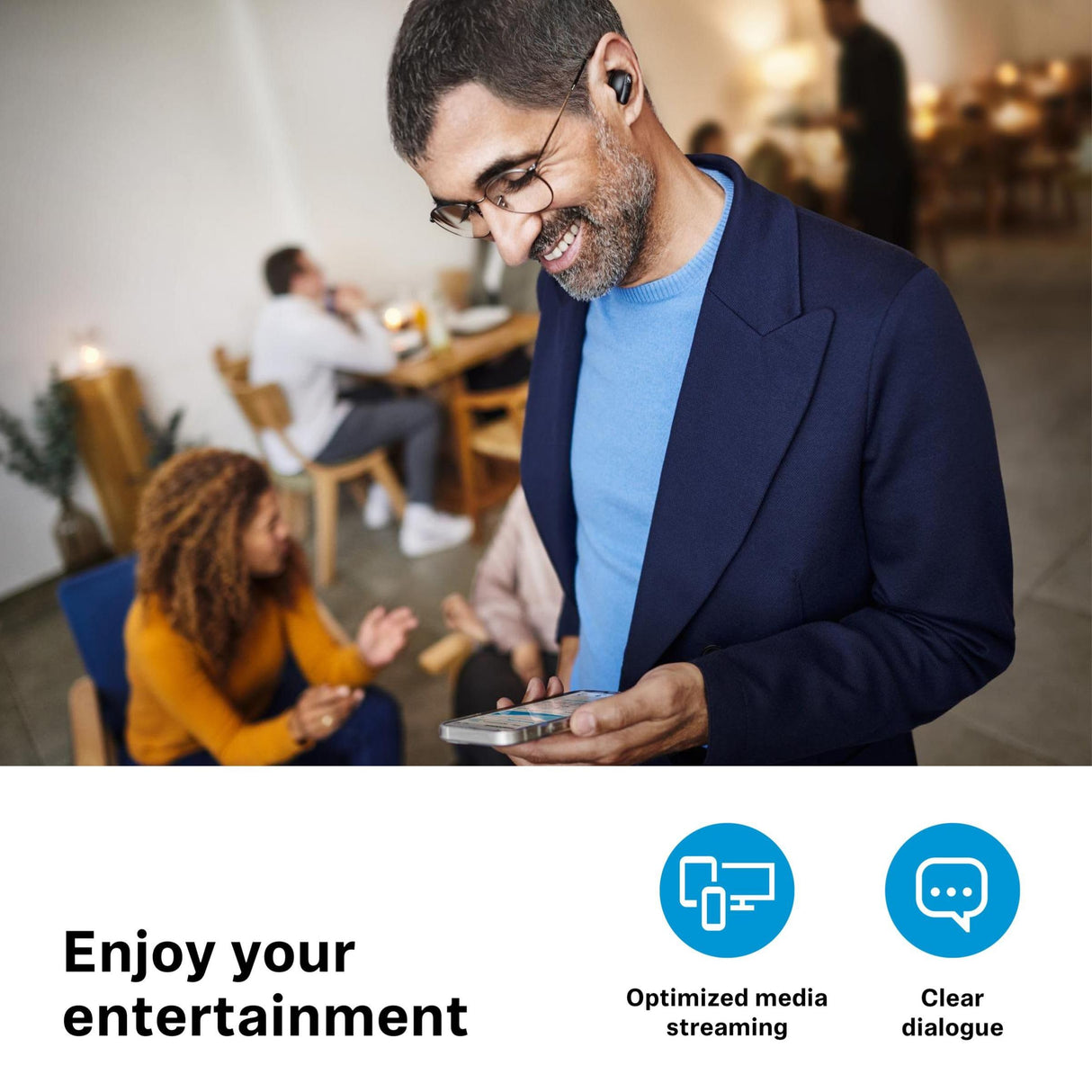 Sennheiser Conversation Clear Plus: solución auditiva con Bluetooth True Wireless para Mejorar el Habla con cancelación de Ruido Activa (Negro)