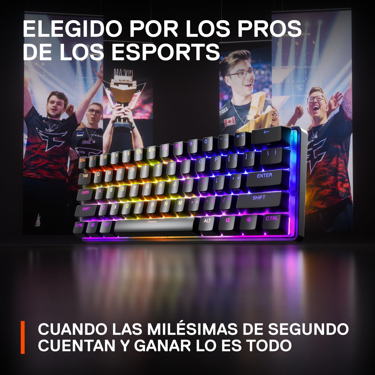 SteelSeries Apex Pro Mini teclado gaming HyperMagnetic – El teclado más rápido del mundo – Accionamiento ajustable – Factor forma compacto 60 % – RGB – Teclas PBT – USB-C – Teclado inglesa (QWERTY)