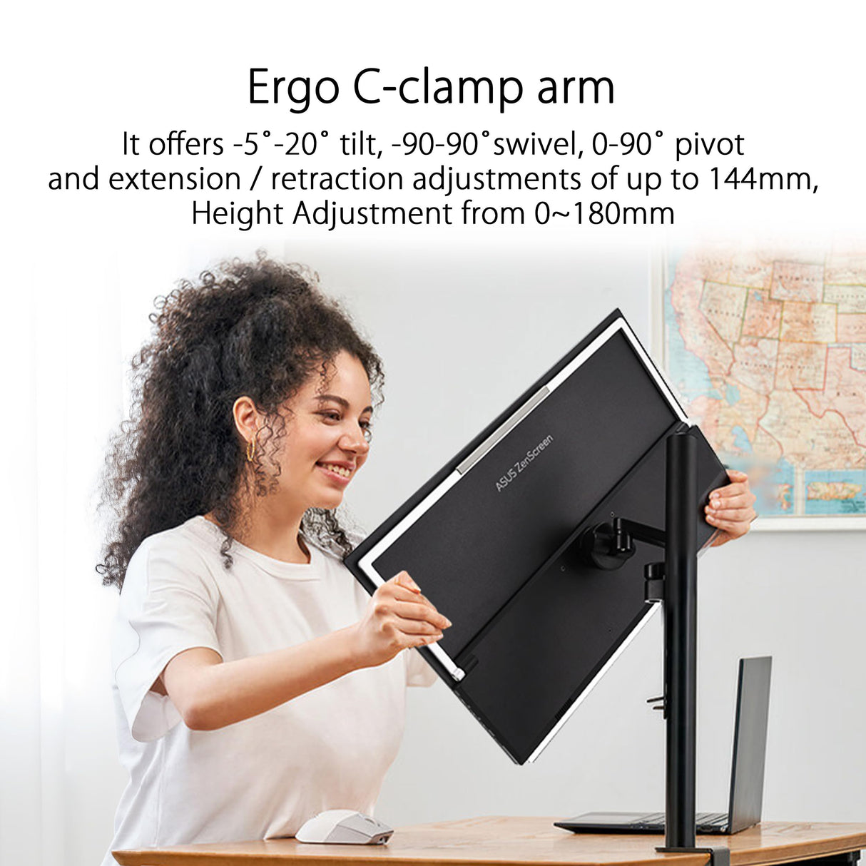 ASUS ZenScreen MB229CF - Monitor portátil de 22 Pulgadas, FHD (1920 x 1080), IPS, 100 Hz, USB-C, asa de Transporte/diseño con Soporte, Abrazadera en C, Audio de 2.1 Canales, Sostenibilidad ecológica