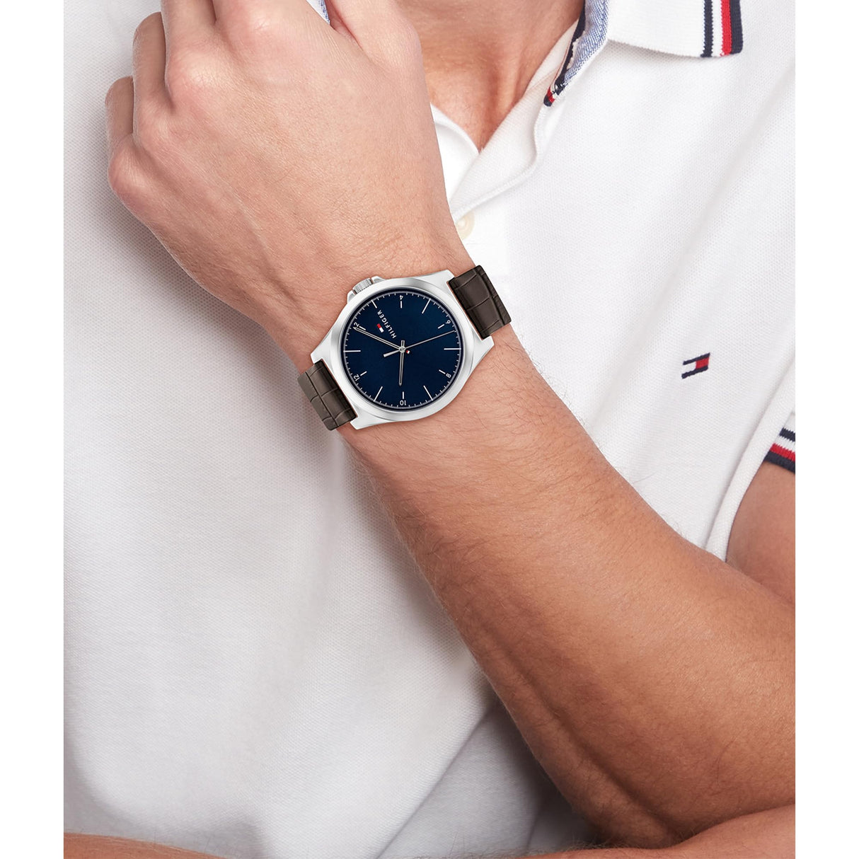 Tommy Hilfiger Reloj Analógico de Cuarzo para hombre con Correa en silicona y en piel