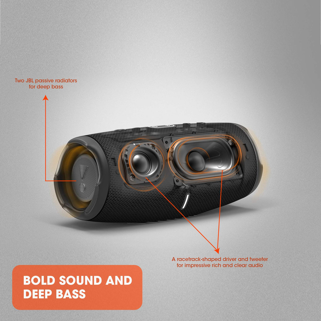 JBL Charge 5 Altavoz inalámbrico portátil con Bluetooth y batería integrada, resistente al agua (IP67), con PartyBoost para subir el nivel de la fiesta, hasta 20h de reproducción, gris