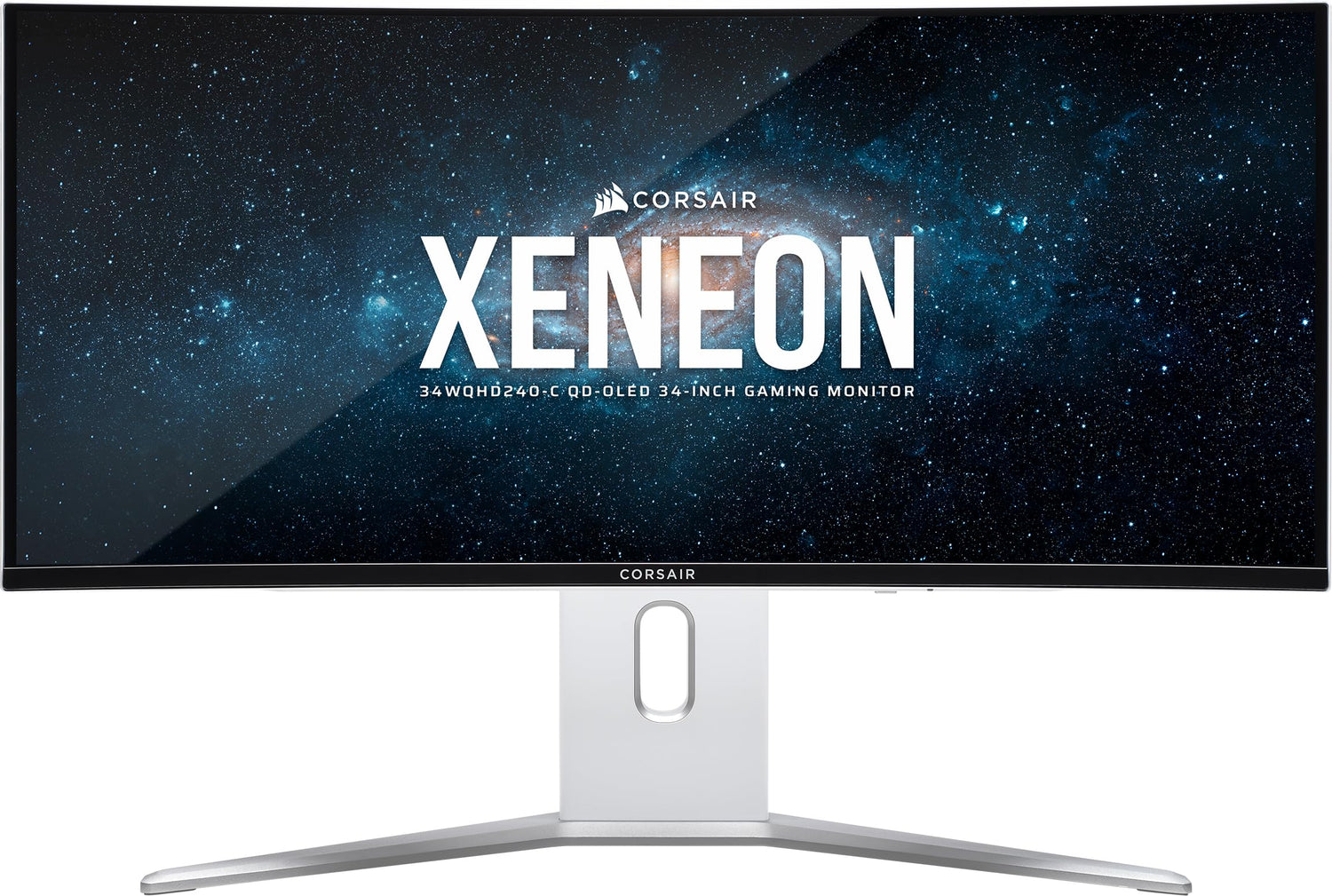 Corsair XENEON 34WQHD240-C 34 Pulgadas QD-OLED Curva Monitor para Juegos – 3440 x 1440, 240Hz, 0,03ms GtG, Compatible con G Sync, FreeSync Premium, HDR400, HDMI 2.1, DisplayPort 1.4, USB-C – Blanco