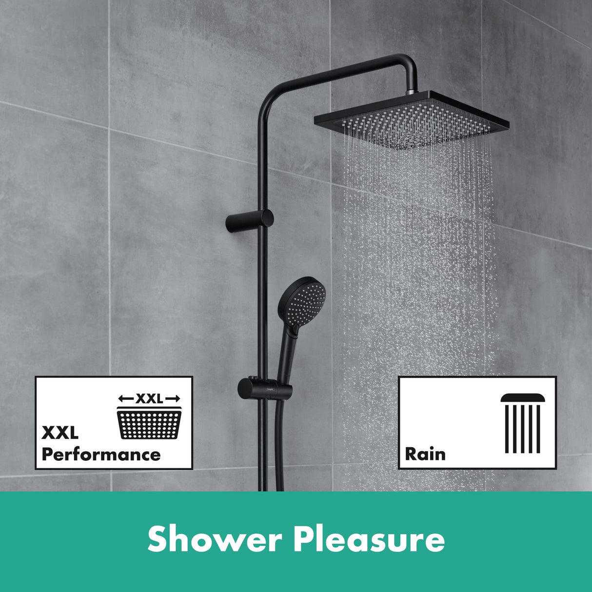 hansgrohe Vernis Shape Sistema de ducha con termostato de bañera 240, 1 tipo de chorro, negro mate, 26900670