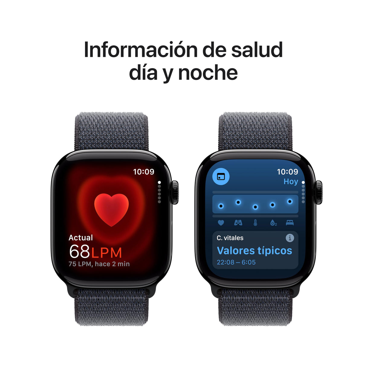Apple Watch Series 10 GPS + Cellular Smartwatch con Caja de Aluminio Negro Brillante de 42 mm y Correa Loop Deportiva Tinta - Talla única. Monitor de entreno, App ECG y Neutro en Carbono