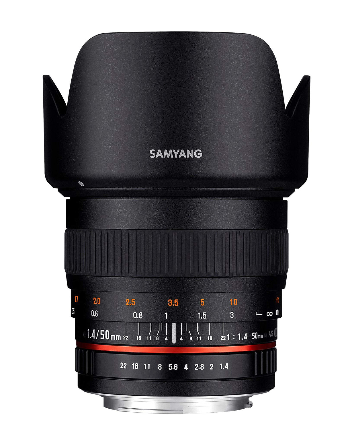 Samyang F1111109101 - Objetivo fotográfico DSLR para Micro Cuatro Tercios (Distancia Focal Fija 50mm, Apertura f/1.4-22 AS UMC, diámetro Filtro: 77mm), Negro