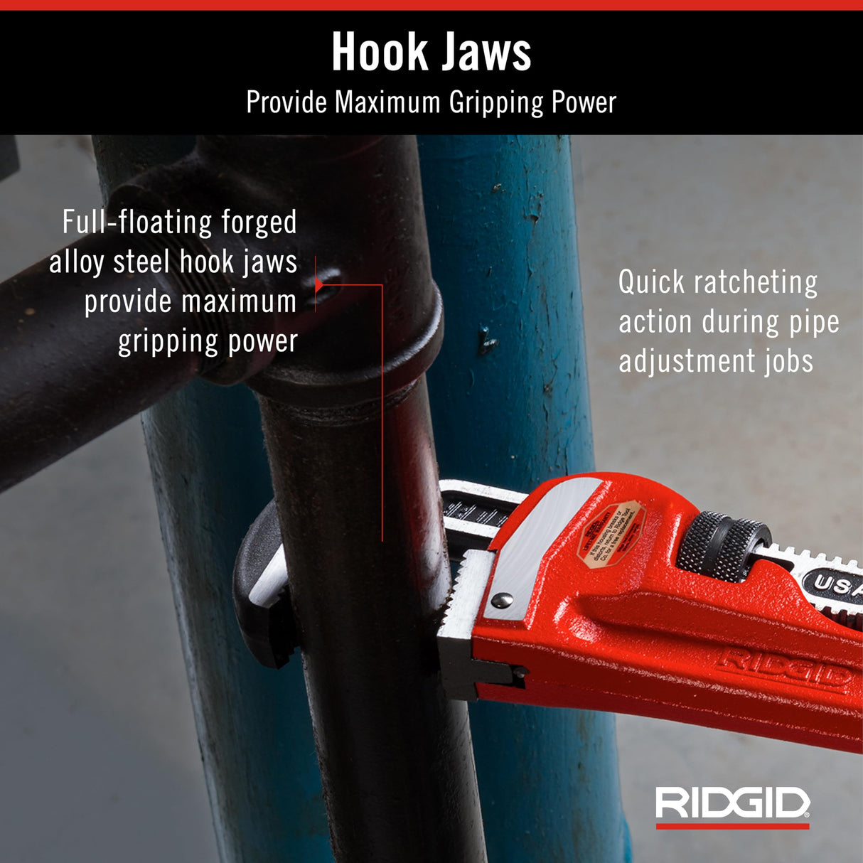 RIDGID 31035 Llave de tubo recta para servicio pesado de 36 pulgadas, Llave de fontanería de 36 pulgadas