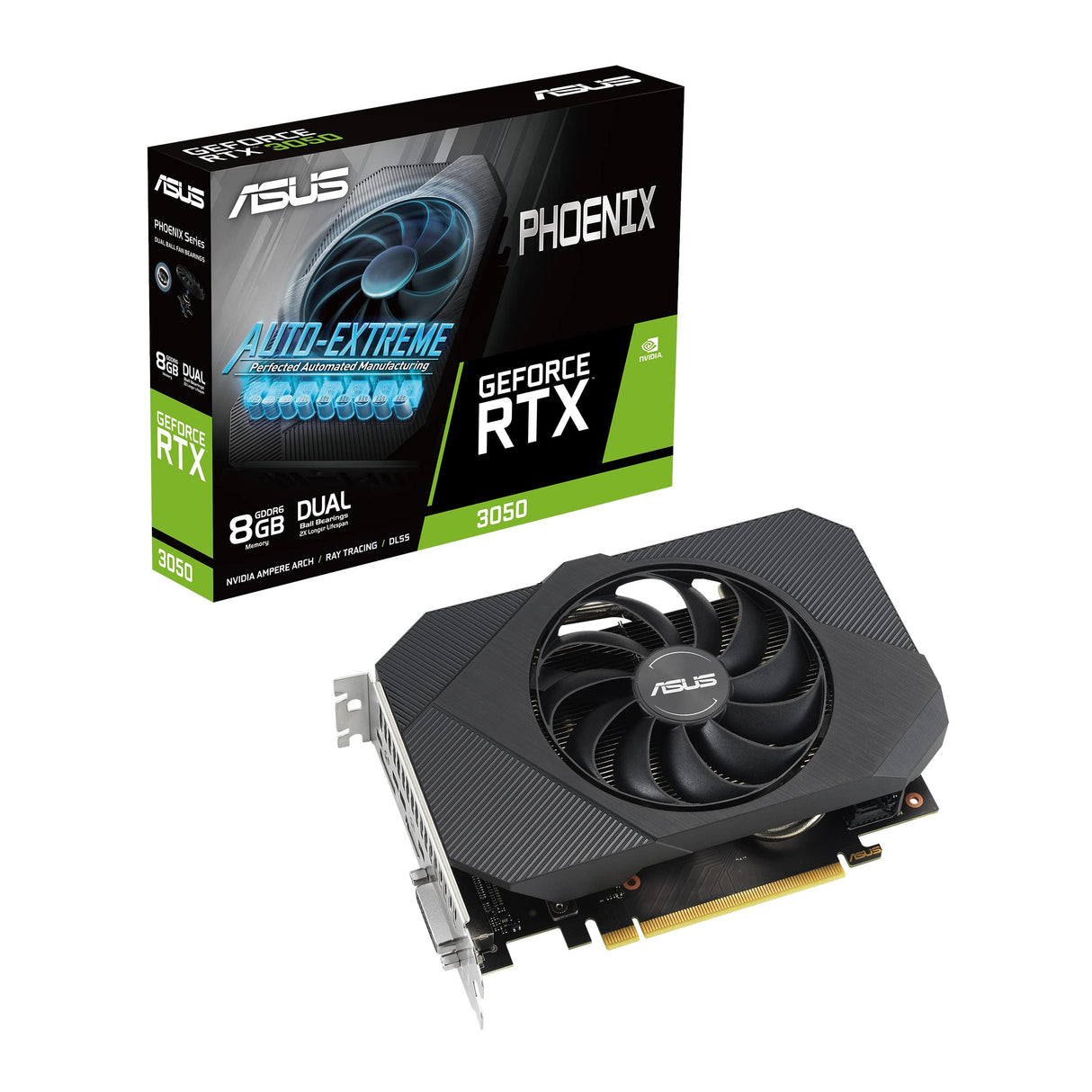 ASUS Phoenix NVIDIA GeForce RTX 3050 V2 - Tarjeta Gráfica Gaming (PCIe 4.0, 8GB GDDR6, HDMI 2.1, DisplayPort 1.4a, Ventiladores Axial-tech, Placa de Protección, Auto-Extreme)