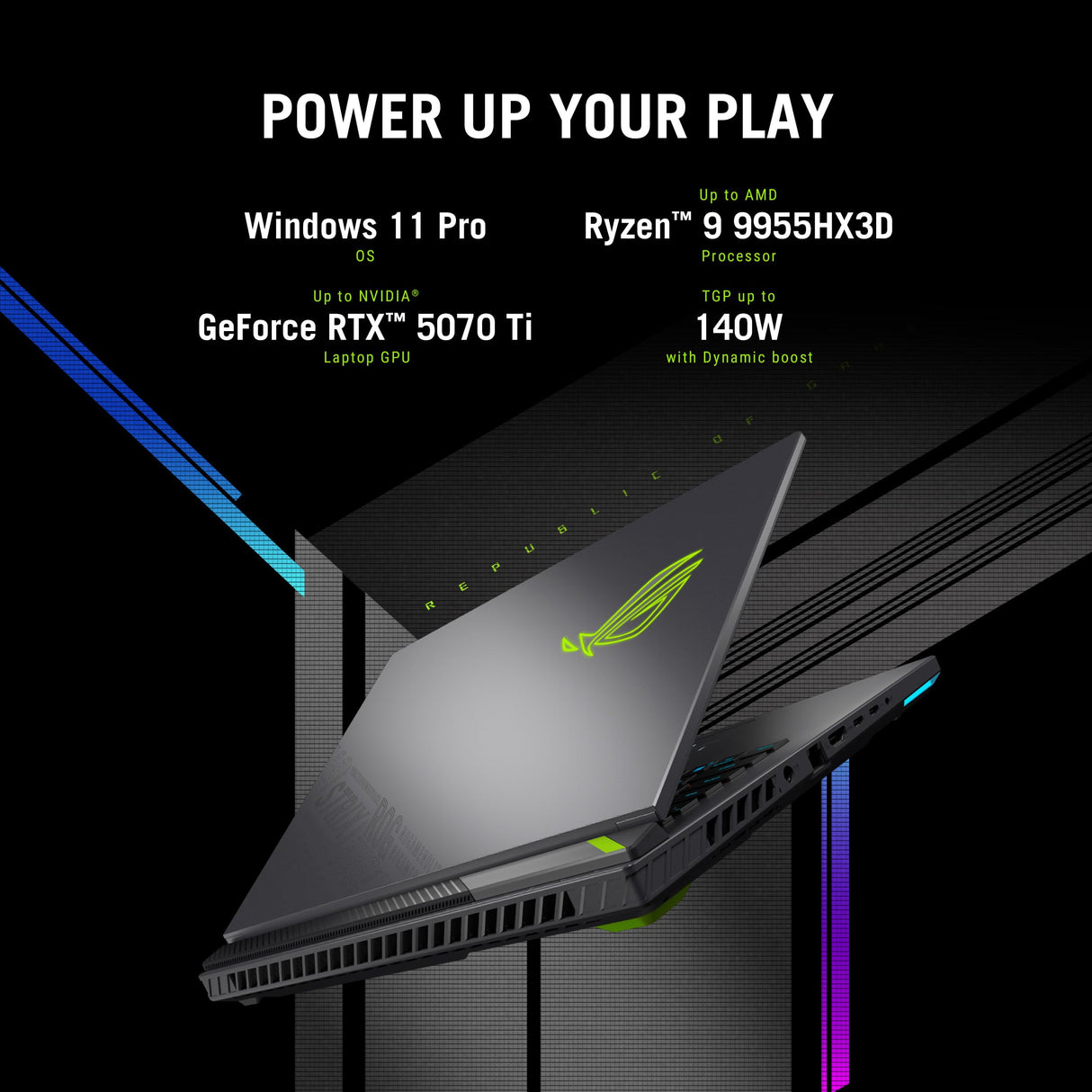 ASUS ROG Strix G16 G614PM-S5004W Laptop para Juegos | 16" | AMD Ryzen 9 8940HX | 16GB RAM | 1 TB SSD | NVIDIA GeForce RTX 5060 | Sistema operativo Windows | Teclado QWERTY