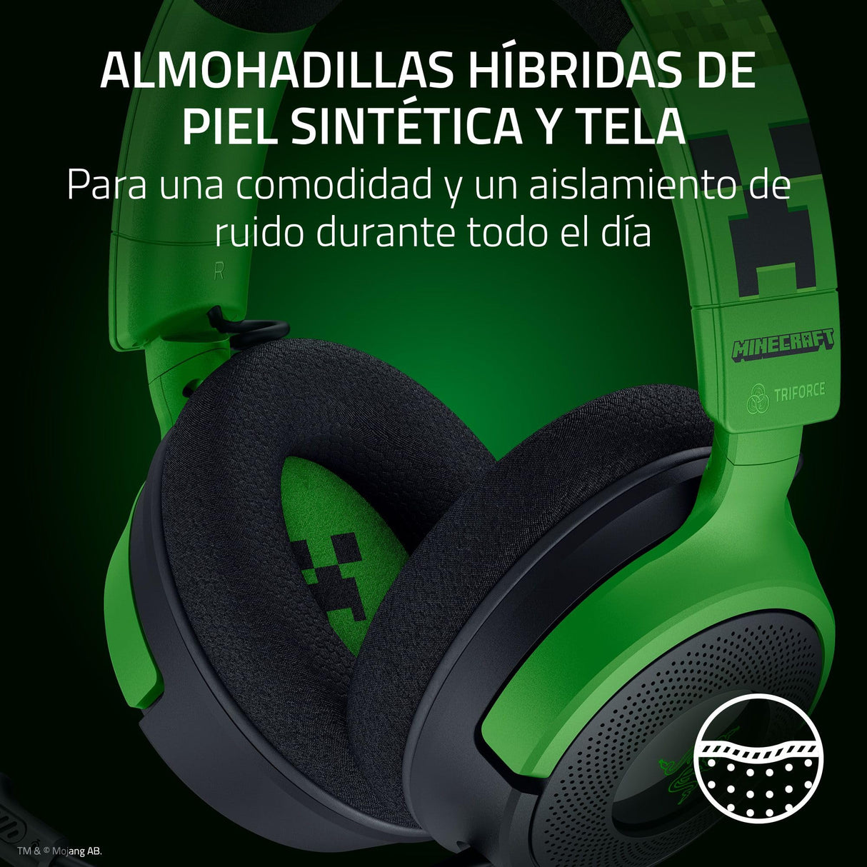 Razer Kraken V4 X Minecraft Edition - Auriculares USB con Cable para Juegos de PC (Controladores 40mm, micrófono cardioide retráctil, Sonido Envolvente, Chroma RGB, para PC y Consola) Minecraft