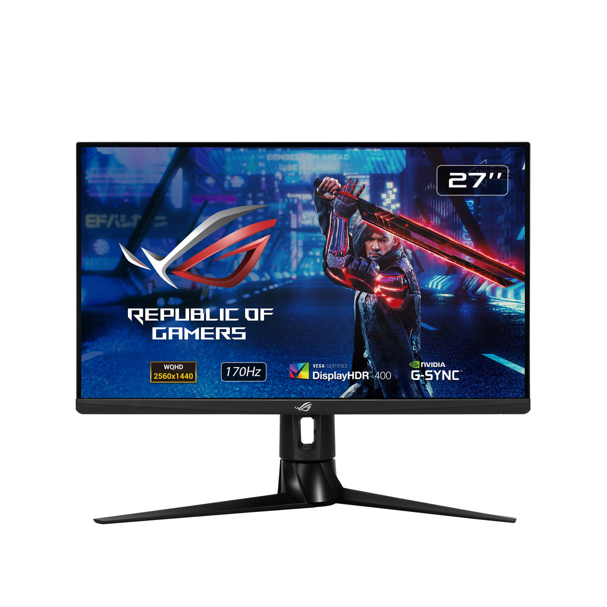 ASUS ROG Strix XG27AQ - Monitor Gaming de 27" WQHD (2560x1440, Fast IPS, 16:9, 170 Hz, 1 ms (GTG), ELMB SYNC, G-SYNC Compatible, DisplayHDR 400), Negro