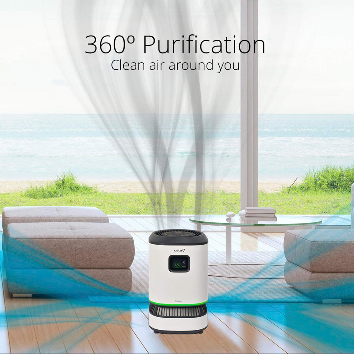 Cata - Purifyer Dream - Purificador de Aire con Filtro HEPA H13 - Hasta 30 m2 75 m 3 de Superficie - Tecnología NONVIRAIR - Pantalla TFT - Diagnostica y Gestiona la Calidad del Aire (02201001)