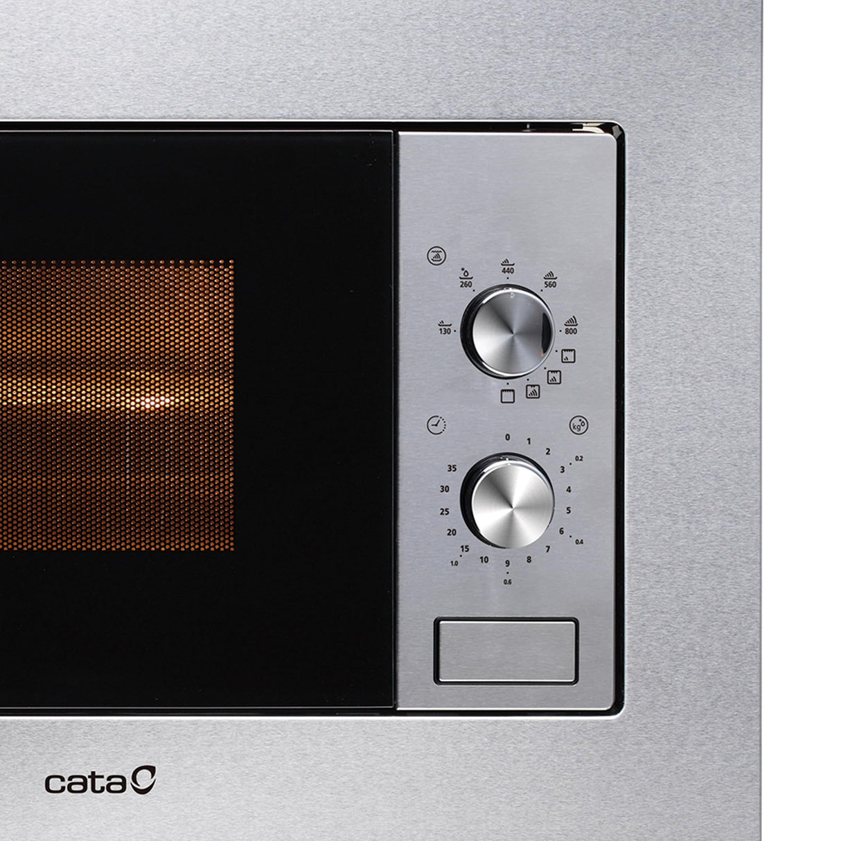 CATA 20 MC IX 20L 800W Acero Inoxidable-Microondas (Integrado, 20 L, 800 W, Giratorio, 100 W), 20 litros, Vidrio