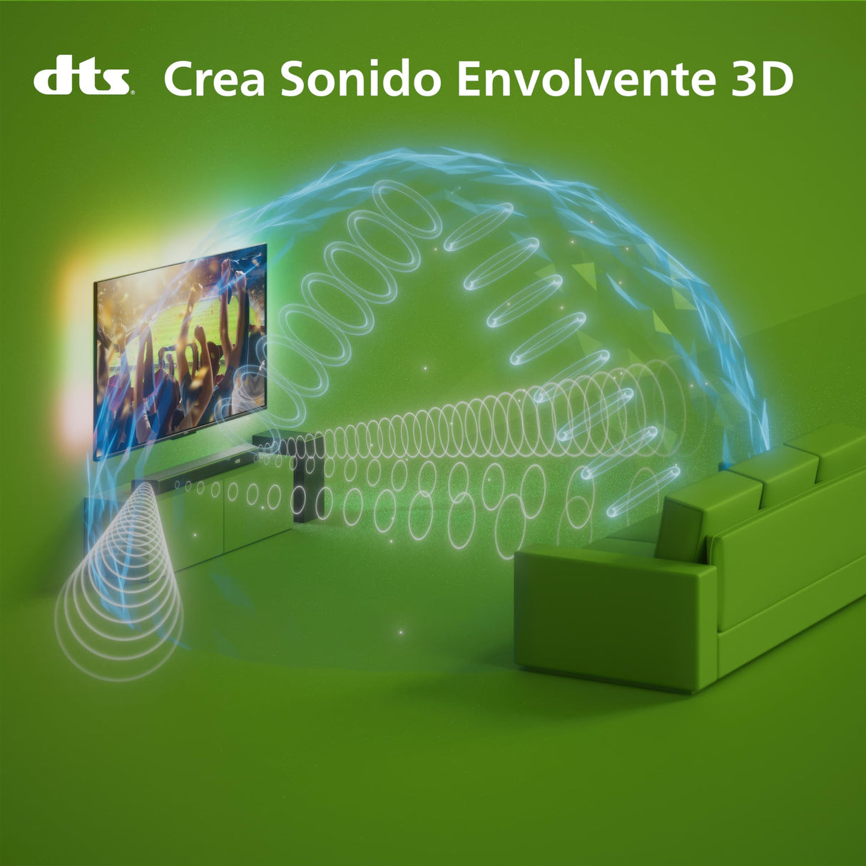 Philips TAB7908/10 Barra De Sonido 5.1.2 con Subwoofer Inalámbrico | 740W | Dolby Atmos | DTS Virtual:X | Sonido Envolvente | Roku TV EasyLink | Remoto | Soporte De Pared | Negro