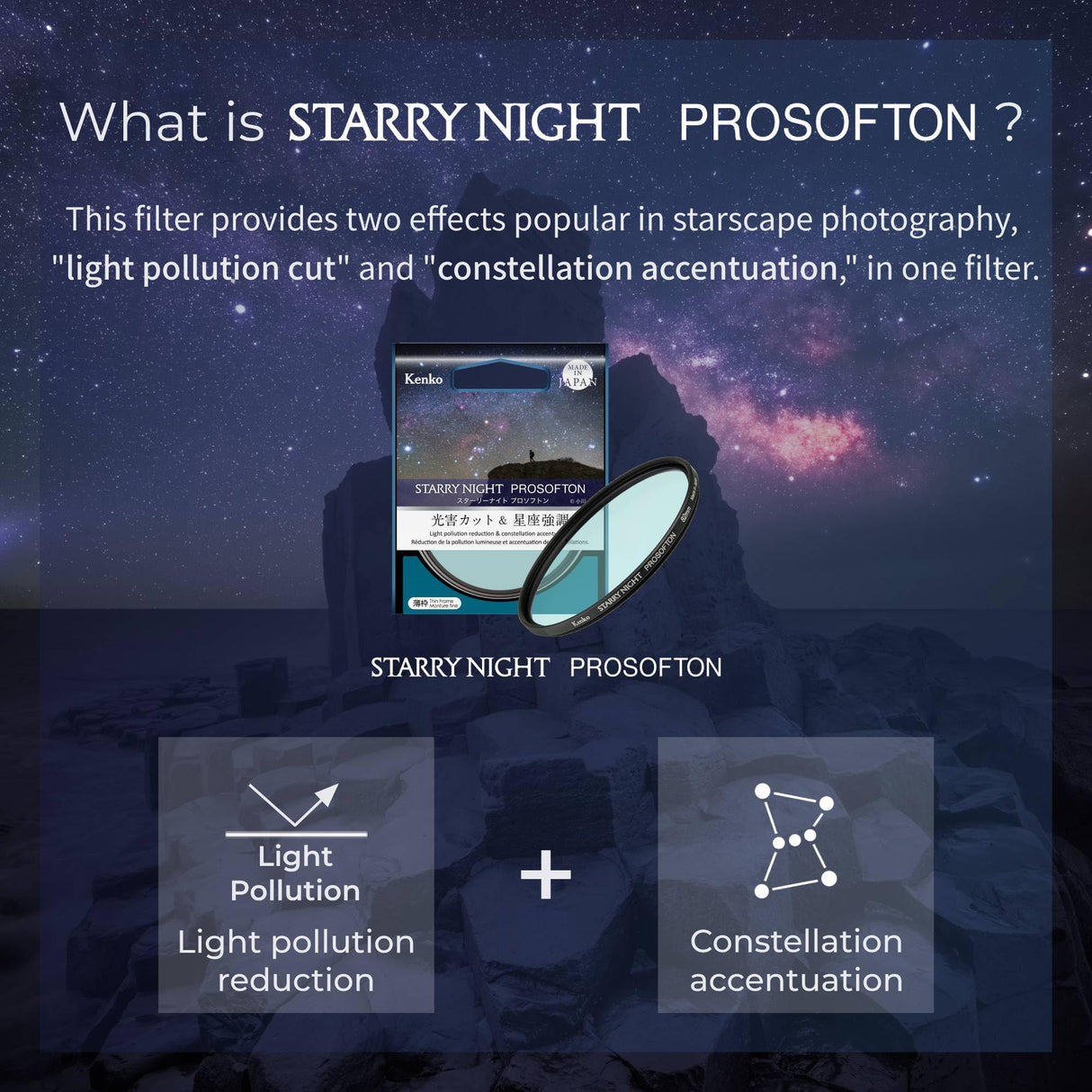 Kenko Filtro de Efectos Starry Night Prosofton φ67 mm, reducción de la contaminación lumínica y Efecto Suave, para fotografía de paisajes estrellados, Fabricado en Japón 549612