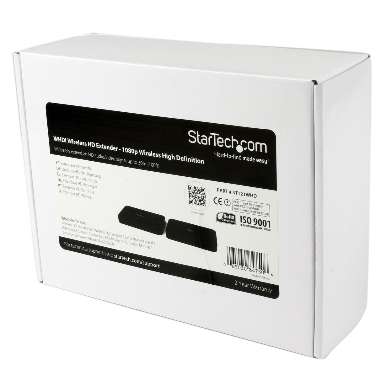StarTech.com ST121WHD - Extensor inalámbrico HDMI WHDI de Alta definición HDTV Audio y Video 1080p con Puerto infrarrojo