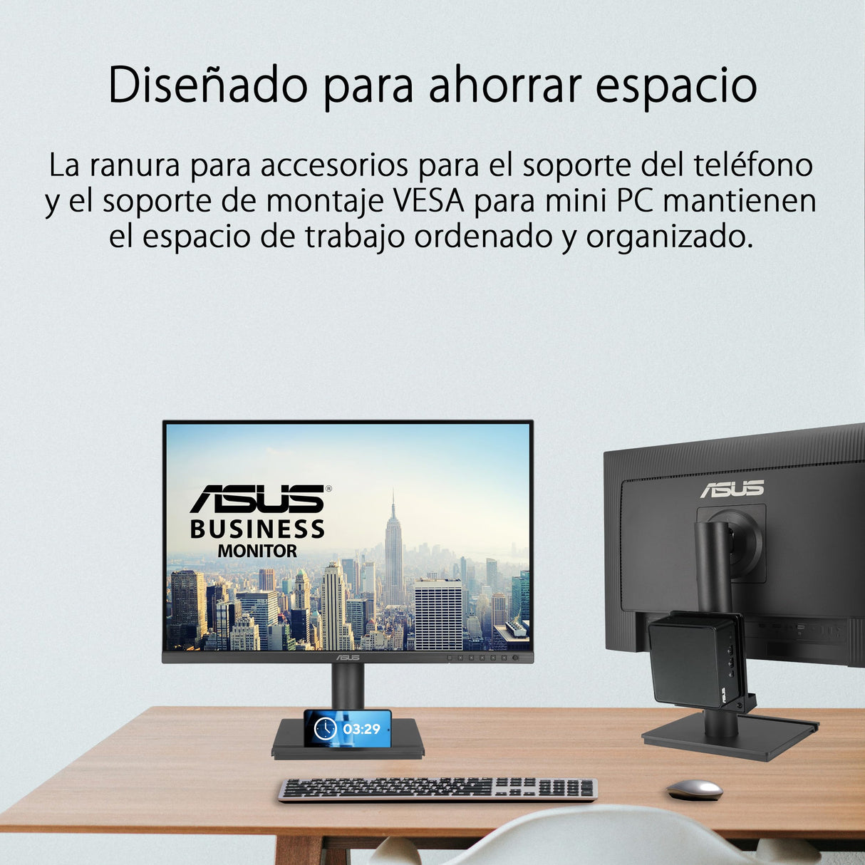 ASUS BE248CFN Monitor Docking de 24.1 Pulgadas, WUXGA 1920x1200, IPS, 100Hz, USB-C Dock, RJ45, diseño ergonómico, HDMI, conexión en Cadena, Eye Care, luz Azul Baja, antiparpadeo, Montaje en Pared