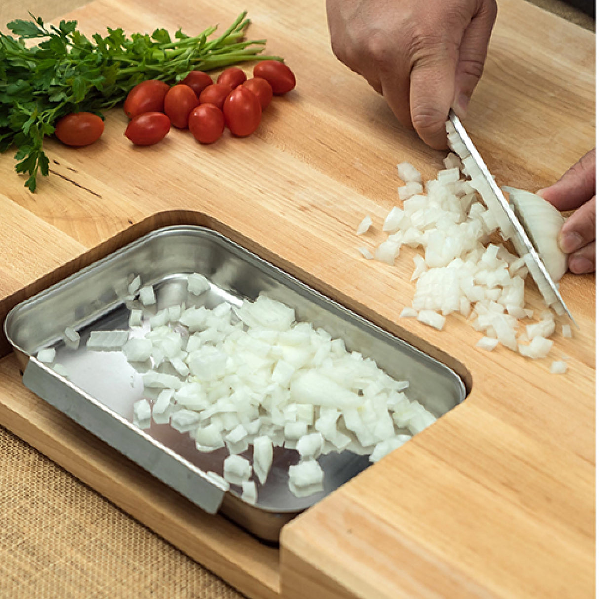 Boos Block Tabla Cortar con Recipientes – Ranura Para Jugo - Tabla Cortar Cocina Profesional - Reversible - Tabla Madera Cocina Grande – Extra Gruesa - 61 x 46 x 5,6 cm