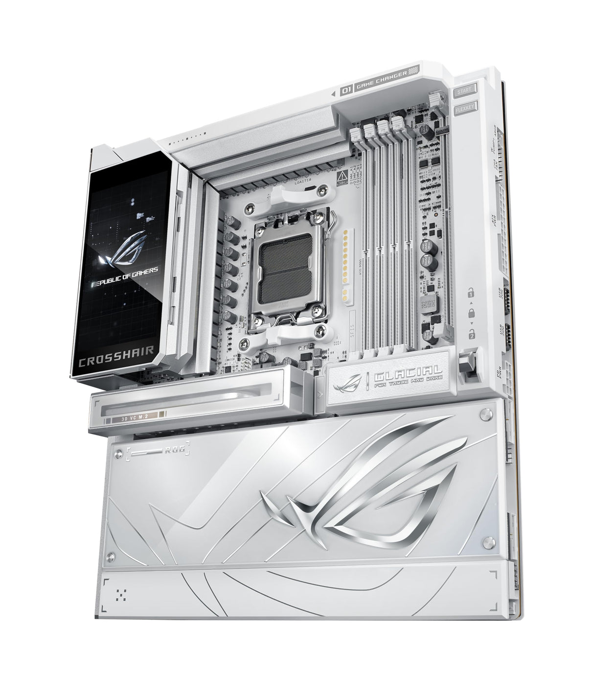 ASUS ROG CROSSHAIR X870E GLACIAL - Motherboard - E-ATX - Socket AM5 - AMD X870E Chipsatz - USB4, USB-C 3.2 Gen2, USB 3.2 Gen 2, USB 3.2 Gen 1, USB-C 3.2 Gen 2x2 - Wi-Fi 7, Bluetooth, 2 x 10 Gigabit L