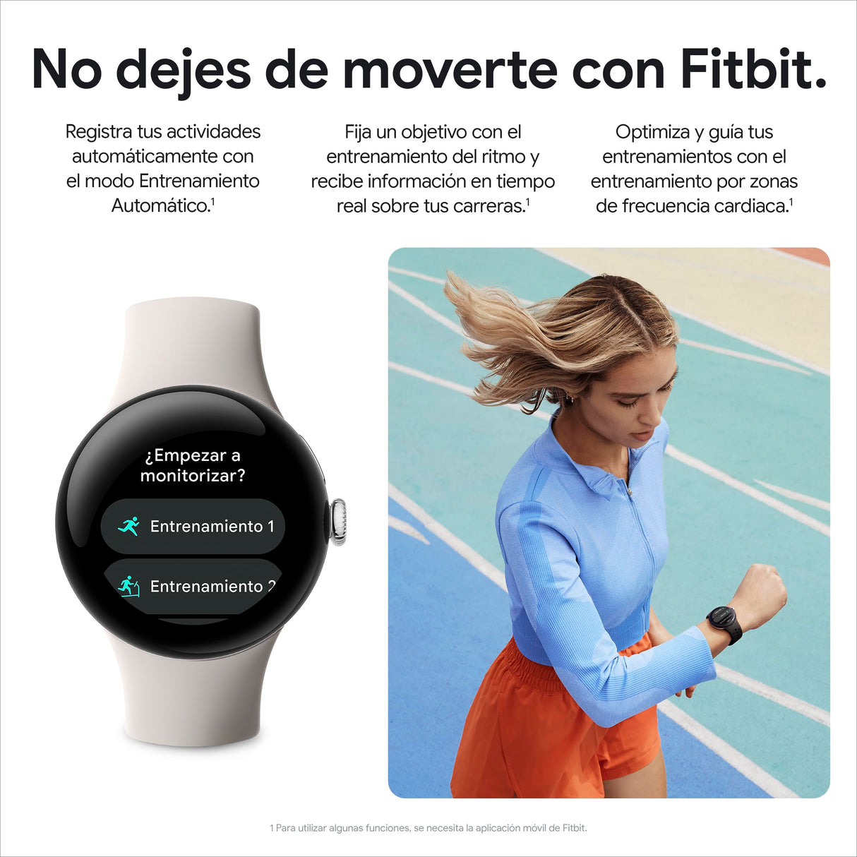 Google Pixel Watch 2 con Fitbit y Google - Control de frecuencia cardiaca, gestión del estrés y seguridad - Smartwatch Android - Caja de aluminio en tono plata - Correa deportiva en porcelana - Wi-Fi